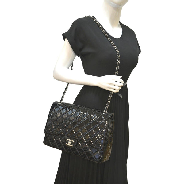 Chanel Classic Maxi Double Flap Leather Shoulder Bag - Full View