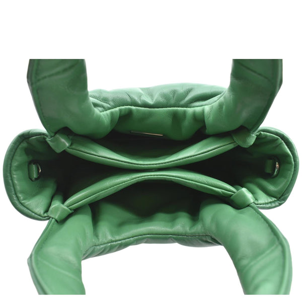 Prada Small Padded Soft Leather Shoulder Bag Dark Green - Inside