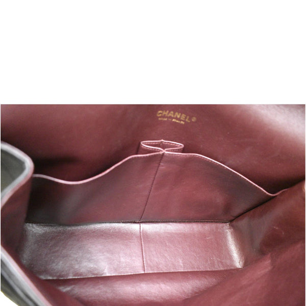 CHANEL Maxi Double Flap Lambskin Leather Shoulder Bag Black