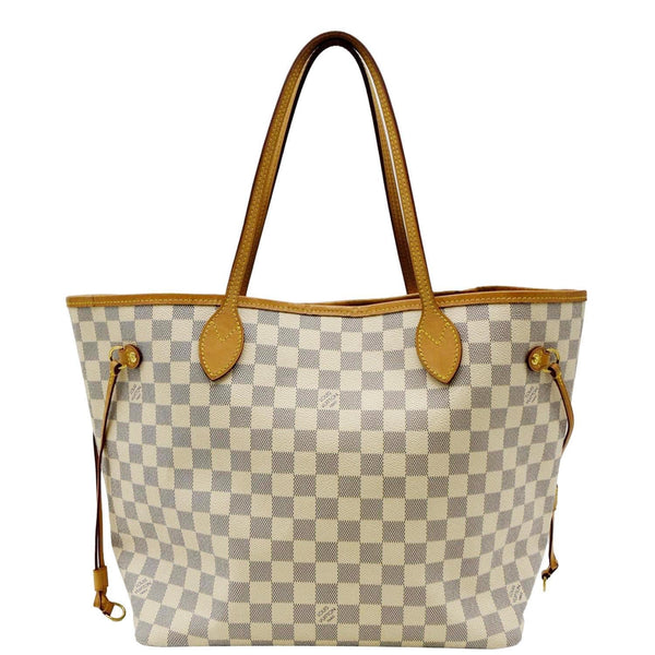 LOUIS VUITTON Neverfull MM Damier Azur Shoulder Bag White