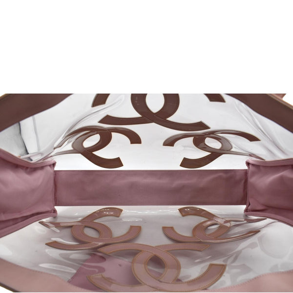 Chanel Coco Logo PVC Vinyl Tote Shoulder Bag Light Pink