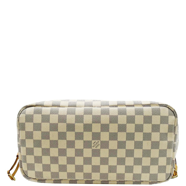 LOUIS VUITTON Neverfull MM Damier Azur Shoulder Bag White