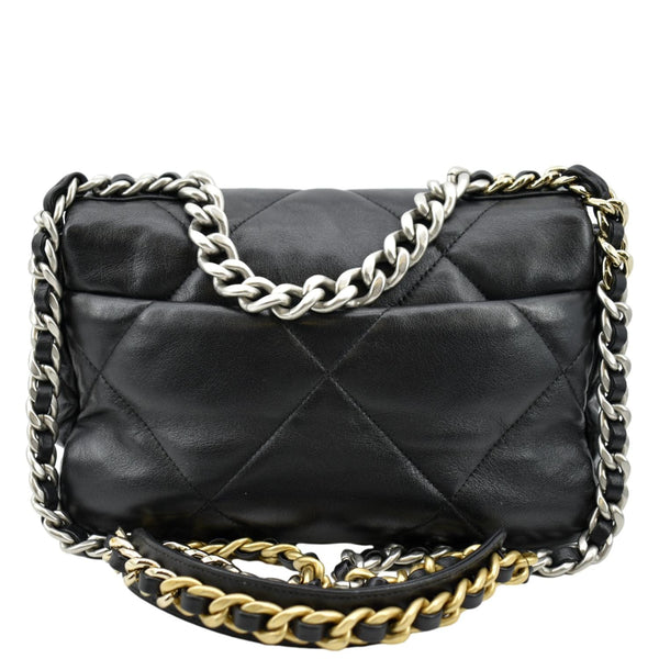 CHANEL 19 Small Flap Quilted Lambskin Leather Shoulder Bag Black - Final Sale
