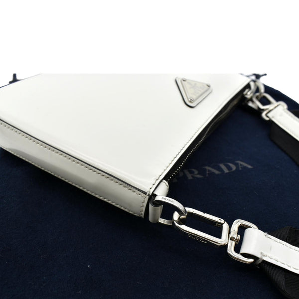 Prada Brushed Leather Shoulder Bag in White Color - Top Right