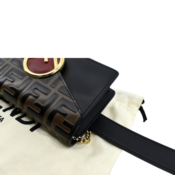 FENDI Liberty F Vitello Leather Crossbody Belt Bag Black