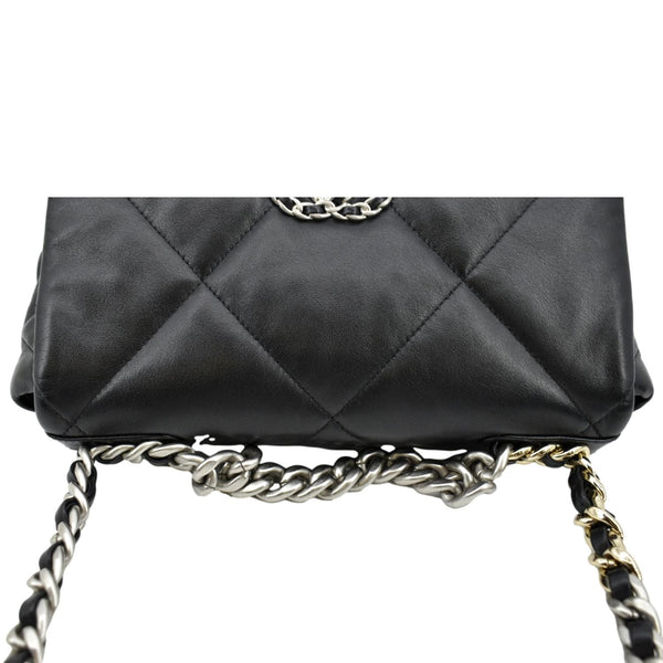 CHANEL 19 Small Flap Quilted Lambskin Leather Shoulder Bag Black - Final Sale