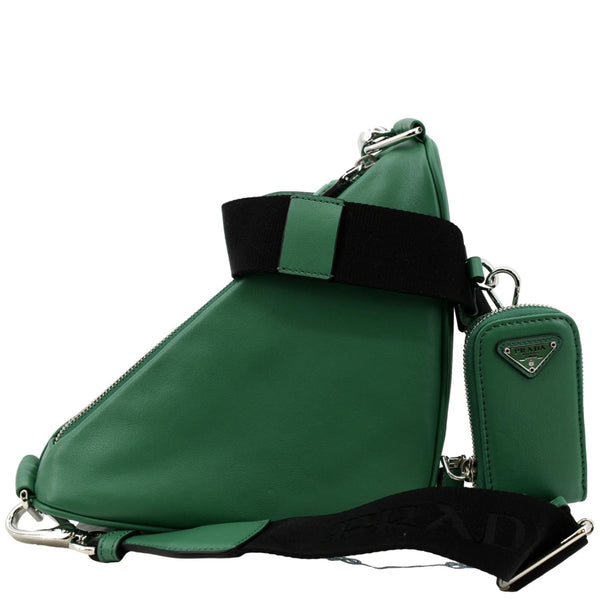PRADA Triangle Leather Shoulder Bag Green
