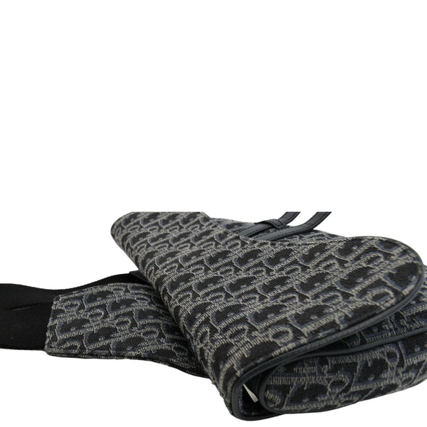 CHRISTIAN DIOR Saddle Oblique Jacquard Crossbody Bag Black
