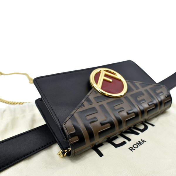 FENDI Liberty F Vitello Leather Crossbody Belt Bag Black