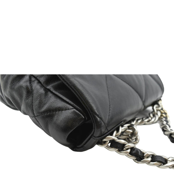 CHANEL 19 Small Flap Quilted Lambskin Leather Shoulder Bag Black - Final Sale