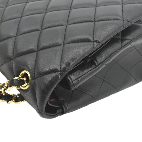 CHANEL Maxi Double Flap Lambskin Leather Shoulder Bag Black