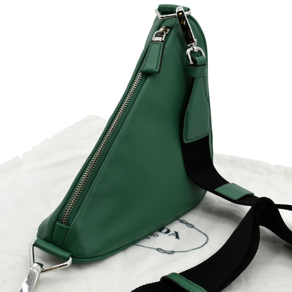 PRADA Triangle Leather Shoulder Bag Green
