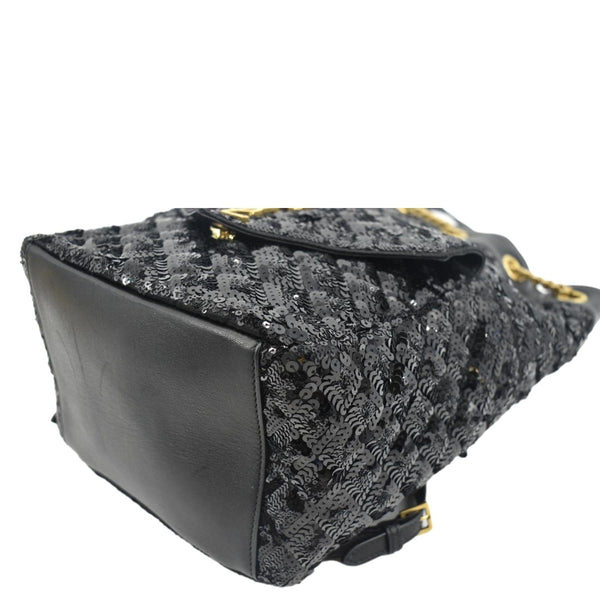 YVES SAINT LAURENT Sequin Leather Backpack Bag Black