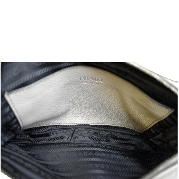 PRADA Flou Leather Shoulder Bag Grey