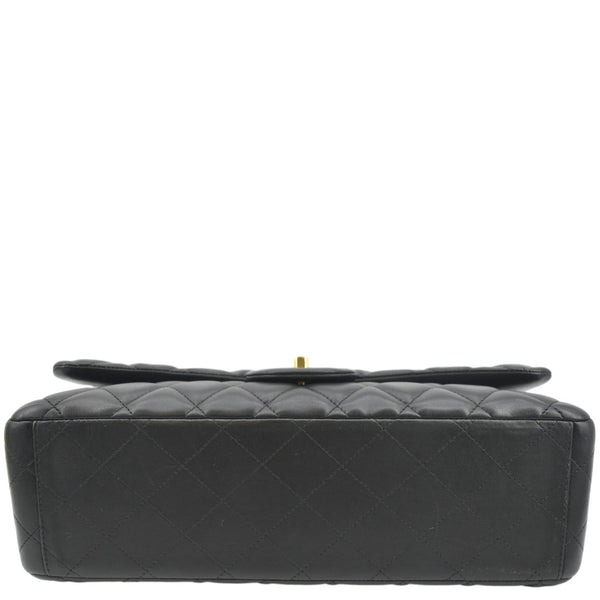 CHANEL Maxi Double Flap Lambskin Leather Shoulder Bag Black