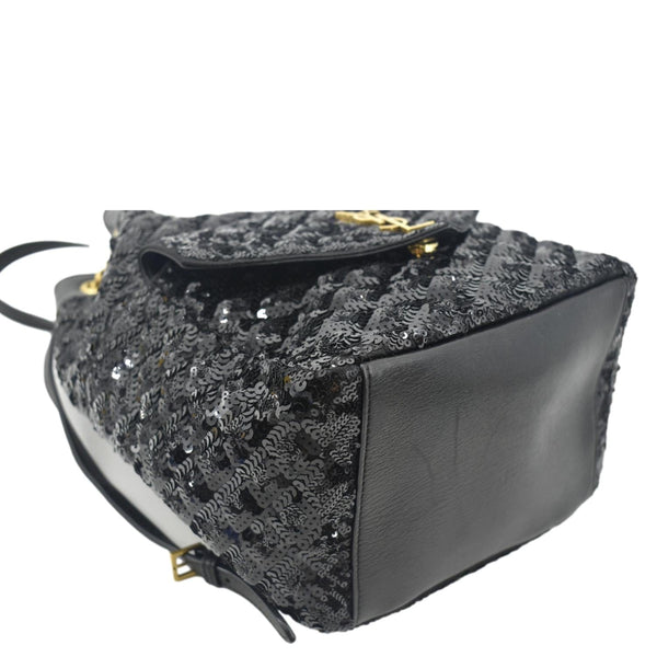 YVES SAINT LAURENT Sequin Leather Backpack Bag Black