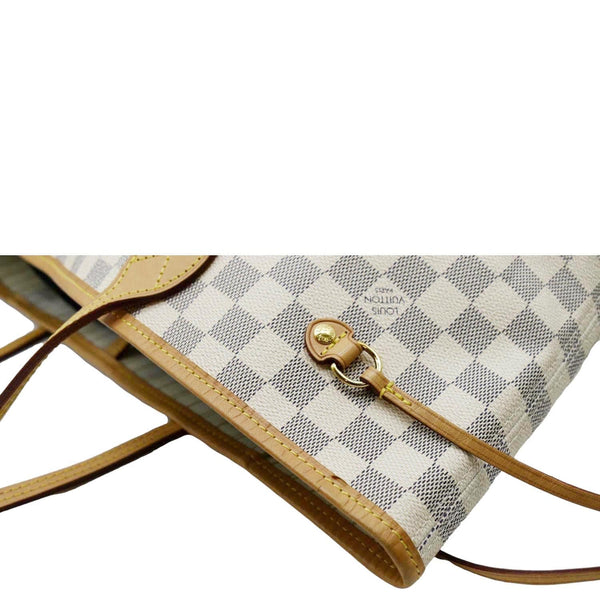 LOUIS VUITTON Neverfull MM Damier Azur Shoulder Bag White