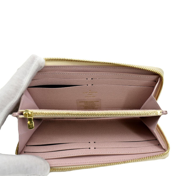 Louis Vuitton Studded Clemence Damier Azur Wallet Rose - Open