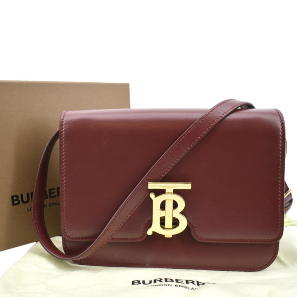 BURBERRY Tb Lola Leather Shoulder Bag Red