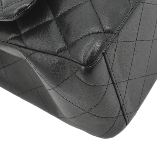 CHANEL Maxi Double Flap Lambskin Leather Shoulder Bag Black