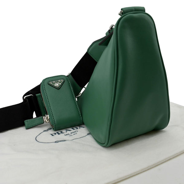 PRADA Triangle Leather Shoulder Bag Green