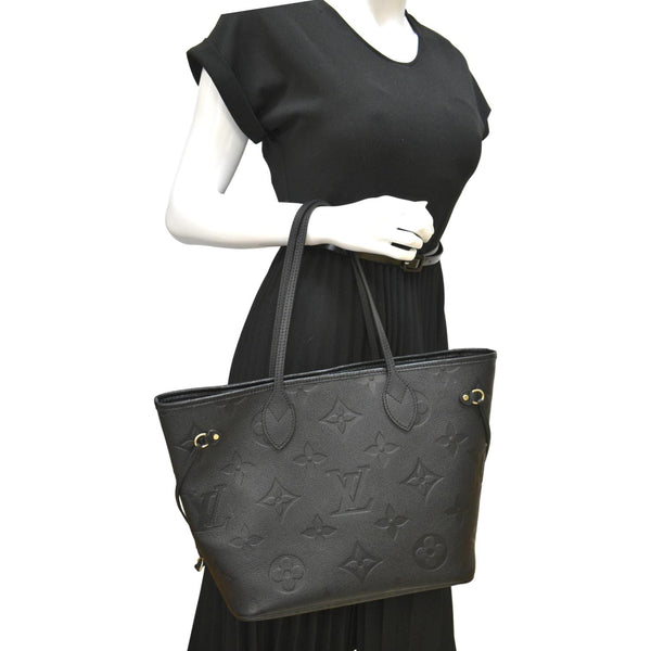 LOUIS VUITTON Neverfull MM Monogram Empreinte Tote Bag Black