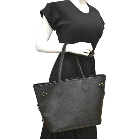 LOUIS VUITTON Neverfull MM Monogram Empreinte Tote Bag Black