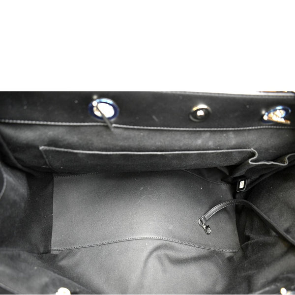 CHANEL Front Pocket Quilted Patent Leather Shopping Tote Bag Black