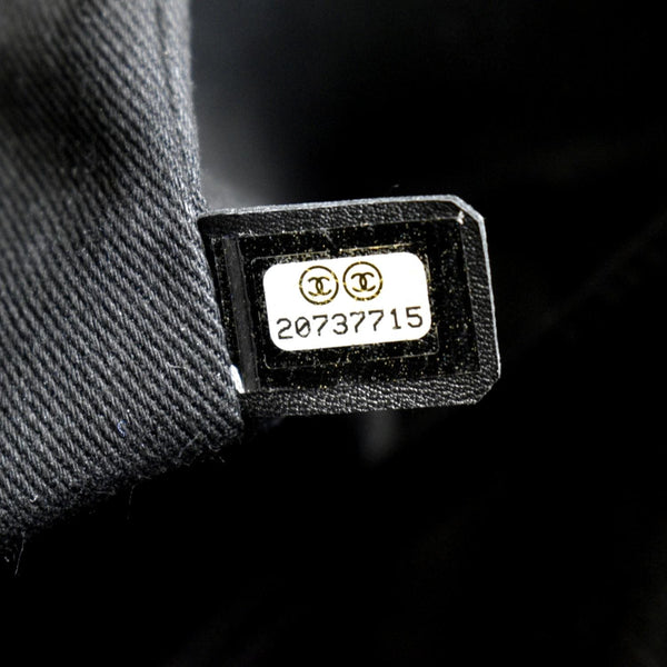 CHANEL Front Pocket Quilted Patent Leather Shopping Tote Bag Black