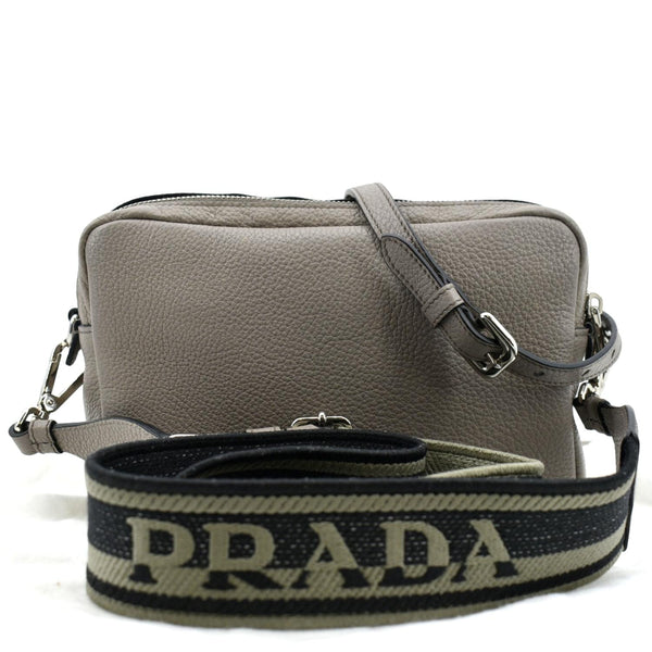PRADA Flou Leather Shoulder Bag Grey