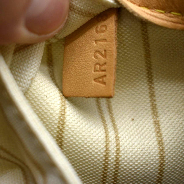 LOUIS VUITTON Neverfull MM Damier Azur Shoulder Bag White