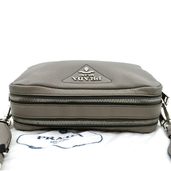 PRADA Flou Leather Shoulder Bag Grey