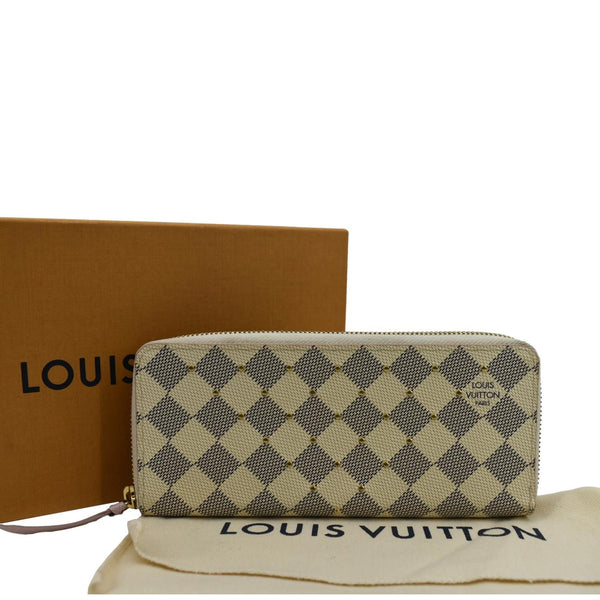 Louis Vuitton Studded Clemence Damier Azur Wallet Rose - Full View