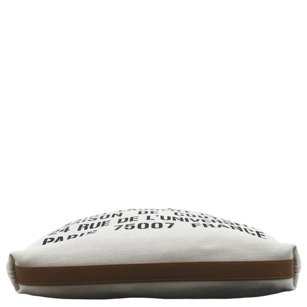 YVES SAINT LAURENT North South Foldable Canvas Smooth Leather Shoulder Bag Naturel