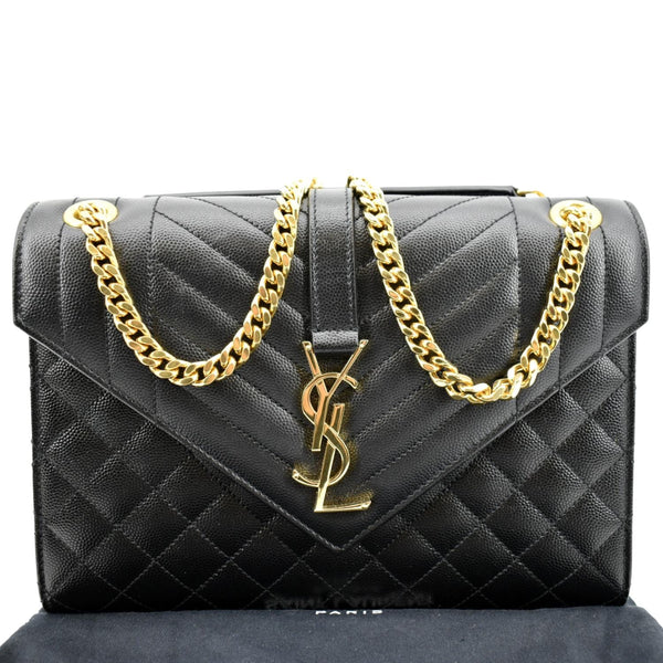 YVES SAINT LAURENT Envelope Medium Matelasse Leather Crossbody Bag Black