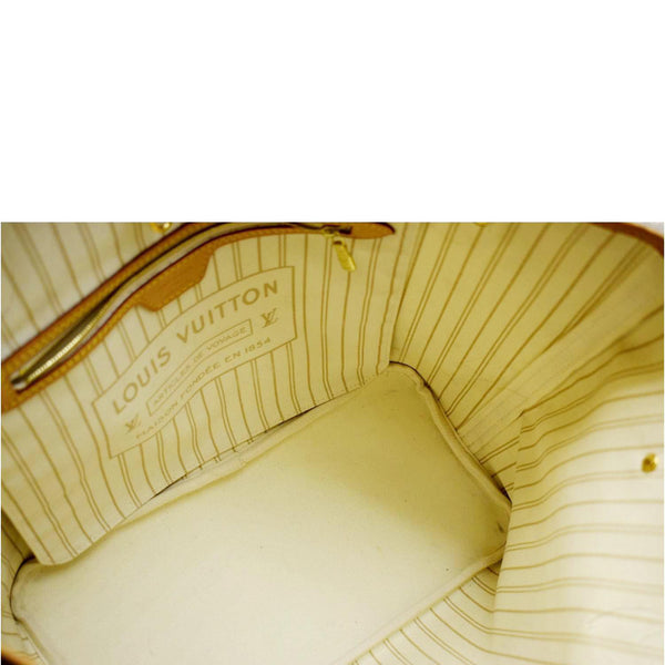 LOUIS VUITTON Neverfull MM Damier Azur Shoulder Bag White