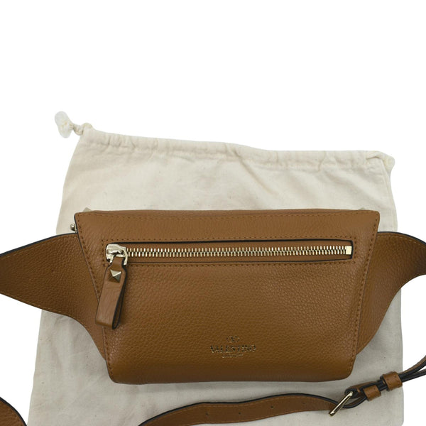 Valentino Spike Leather Belt Bag in Camel Color - Back