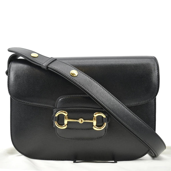 GUCCI Horsebit 1955 Small Leather Shoulder Bag Black 602204