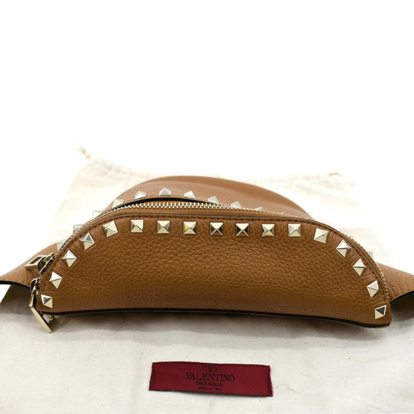 Valentino Spike Leather Belt Bag in Camel Color - Top