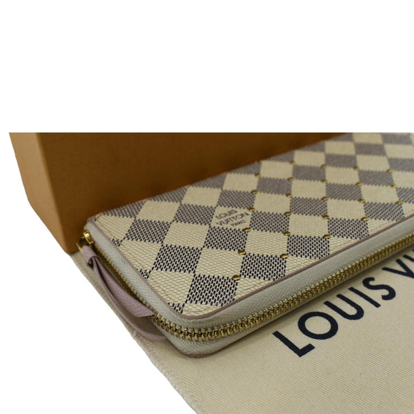 Louis Vuitton Studded Clemence Damier Azur Wallet Rose - Top Left