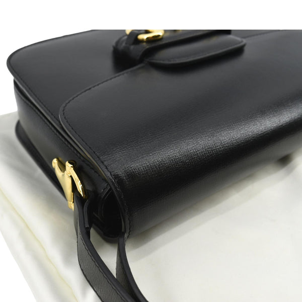 GUCCI Horsebit 1955 Small Leather Shoulder Bag Black 602204