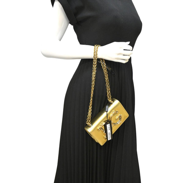 DOLCE & GABBANA DG Girl Calfskin Leather Crossbody Bag Metallic Gold