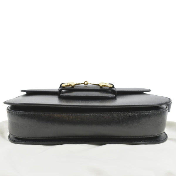 GUCCI Horsebit 1955 Small Leather Shoulder Bag Black 602204