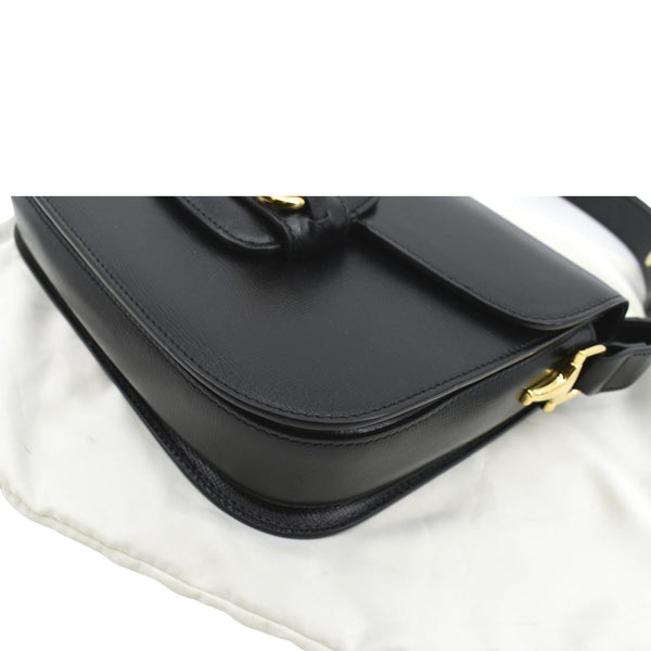 GUCCI Horsebit 1955 Small Leather Shoulder Bag Black 602204