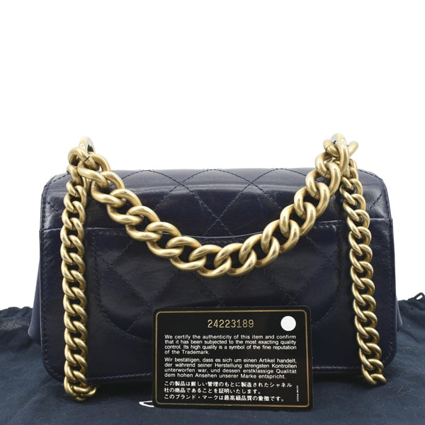 CHANEL Chain Handle CC Flap Quilted Leather Shoulder Bag Blue
