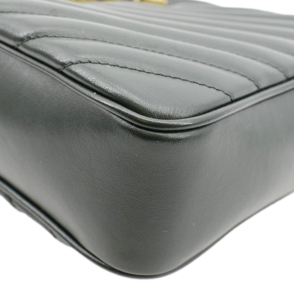 YVES SAINT LAURENT Lou Chevron Leather Camera Crossbody Bag Green