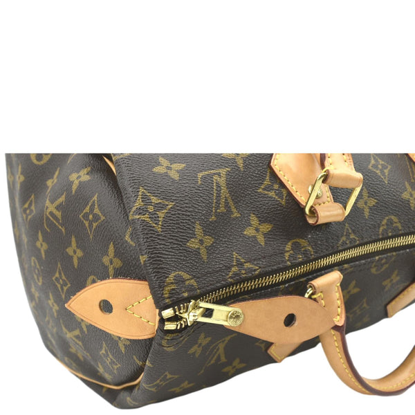 LOUIS VUITTON Speedy 35 Monogram Canvas Satchel Bag Brown