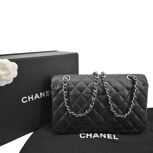 CHANEL Classic Medium Double Flap Caviar Leather Shoulder Bag Black
