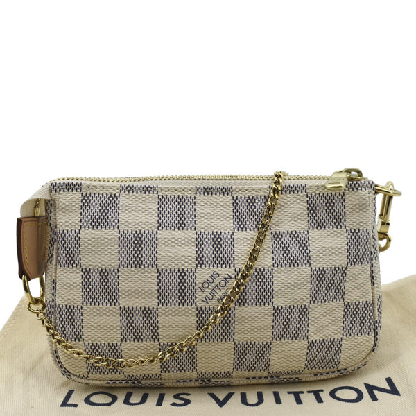 LOUIS VUITTON Mini Pochette Damier Azur Accessoires Pouch White