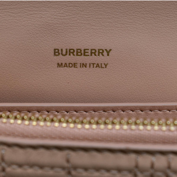 BURBERRY Tb Lola Quilted Lambskin Chain Shoulder Bag Beige